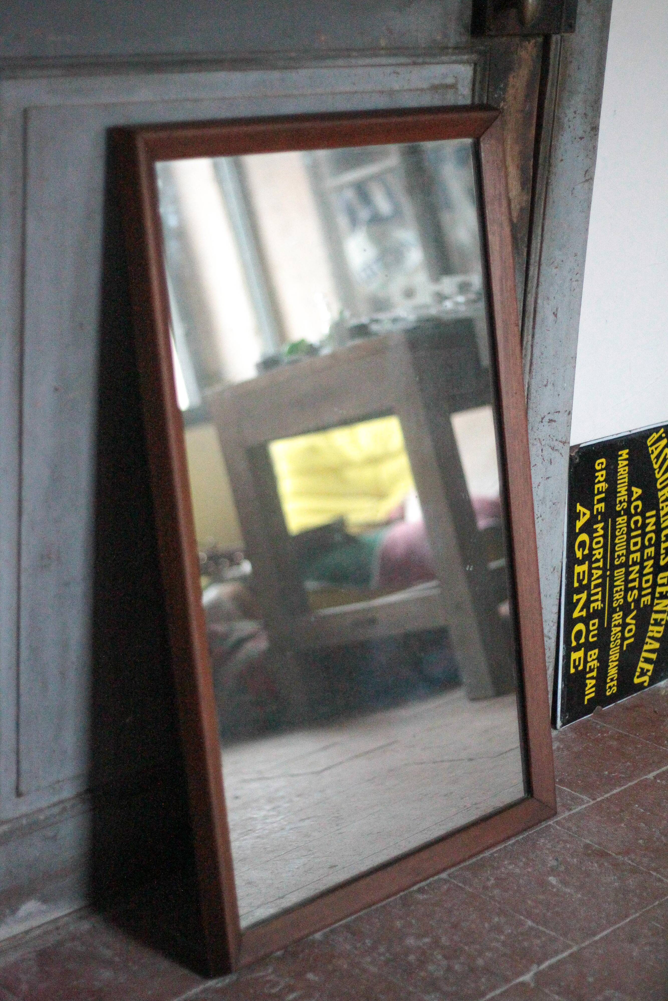 Large vintage wooden mirror, wall mirror, wall mirror, Scandinavian style