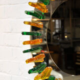 Miroir mural en verre de cristal des années 1960