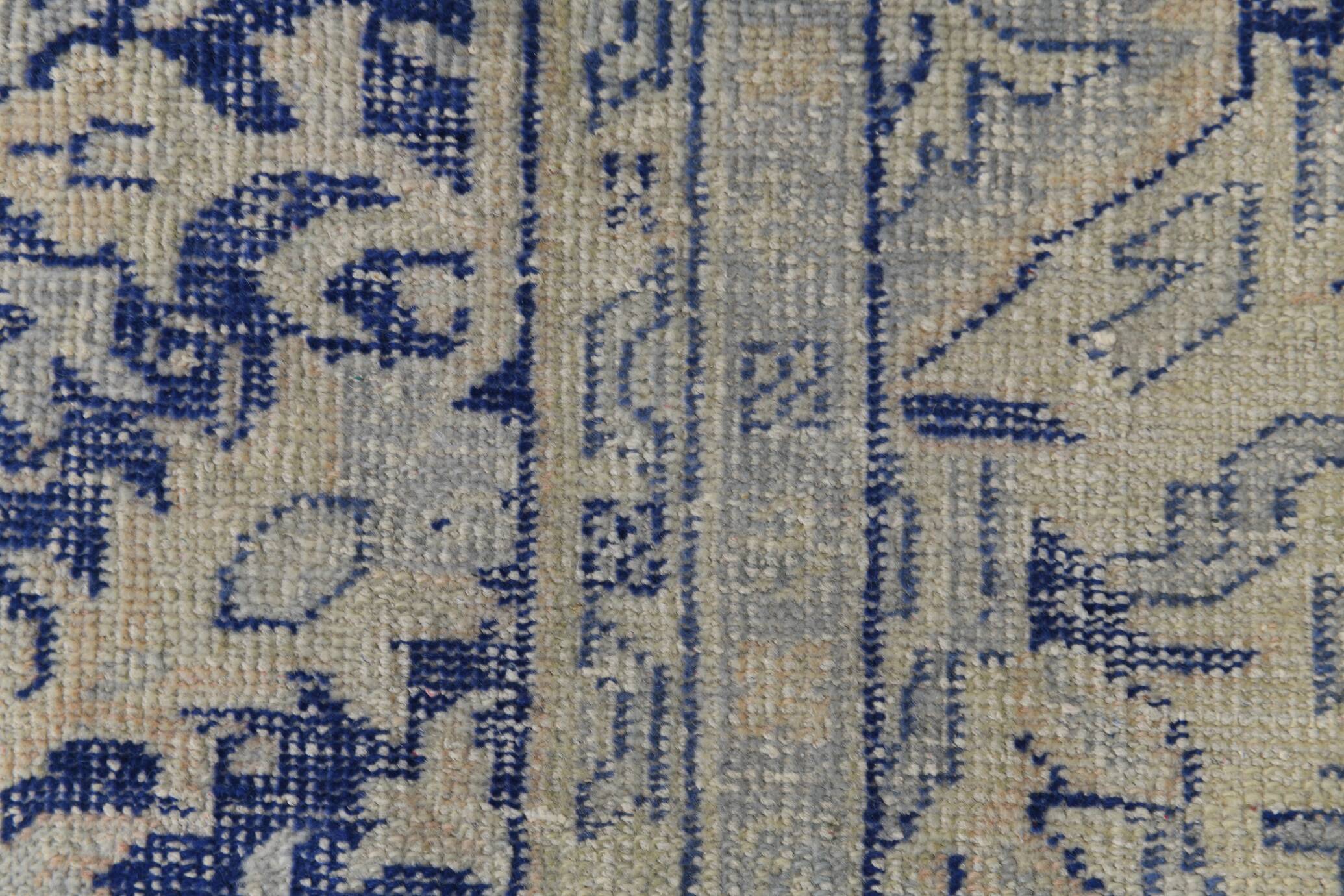 Vintage Blue & Sand Beige Large Persian Rug, 246x344Cm