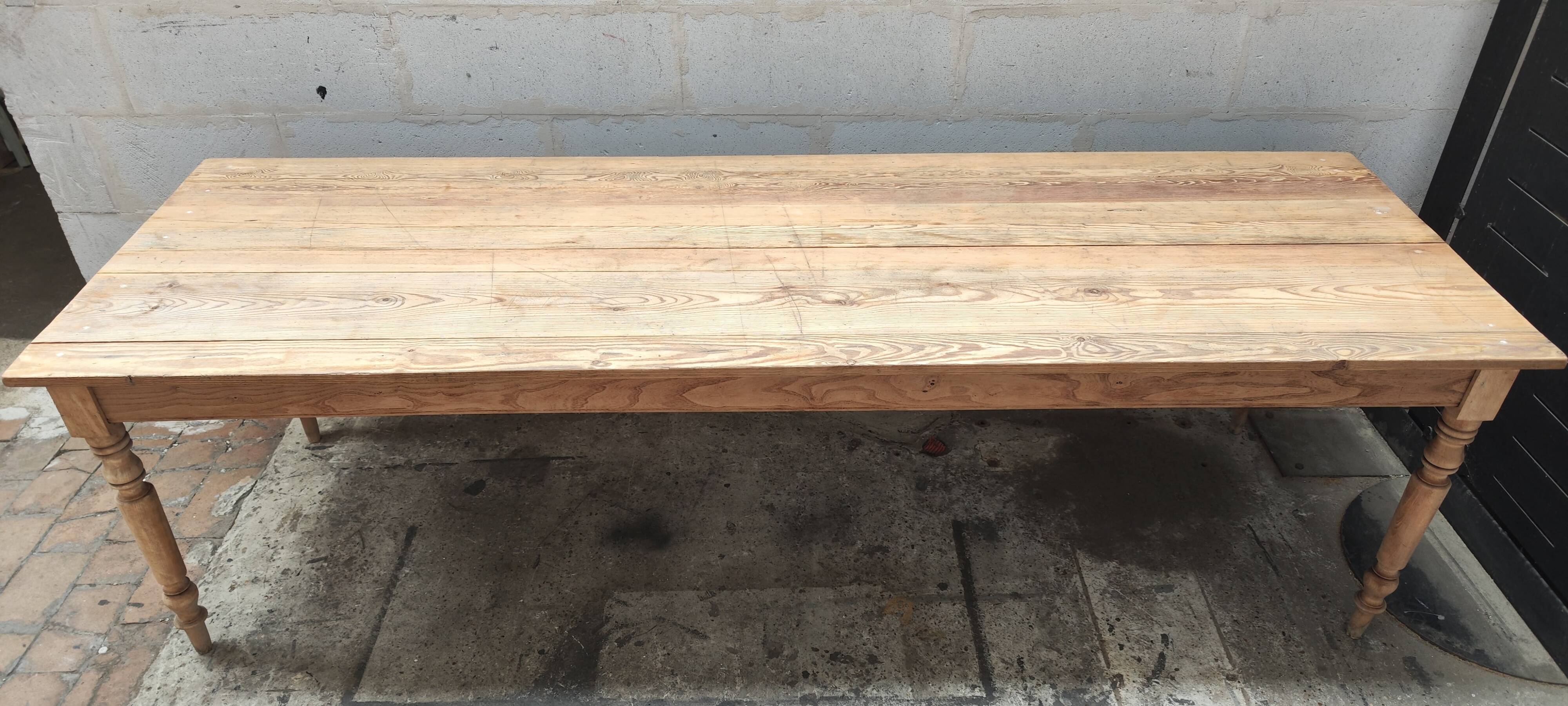 Old large raw wood farm table