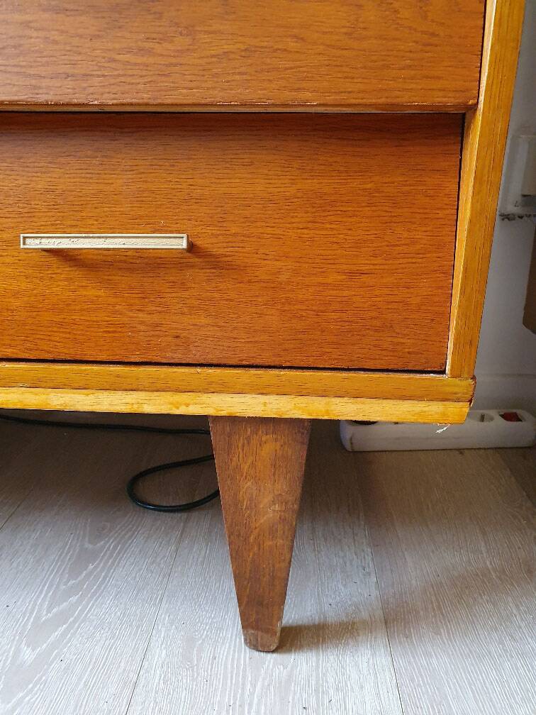 Meuble rangement, bois blond, 1960