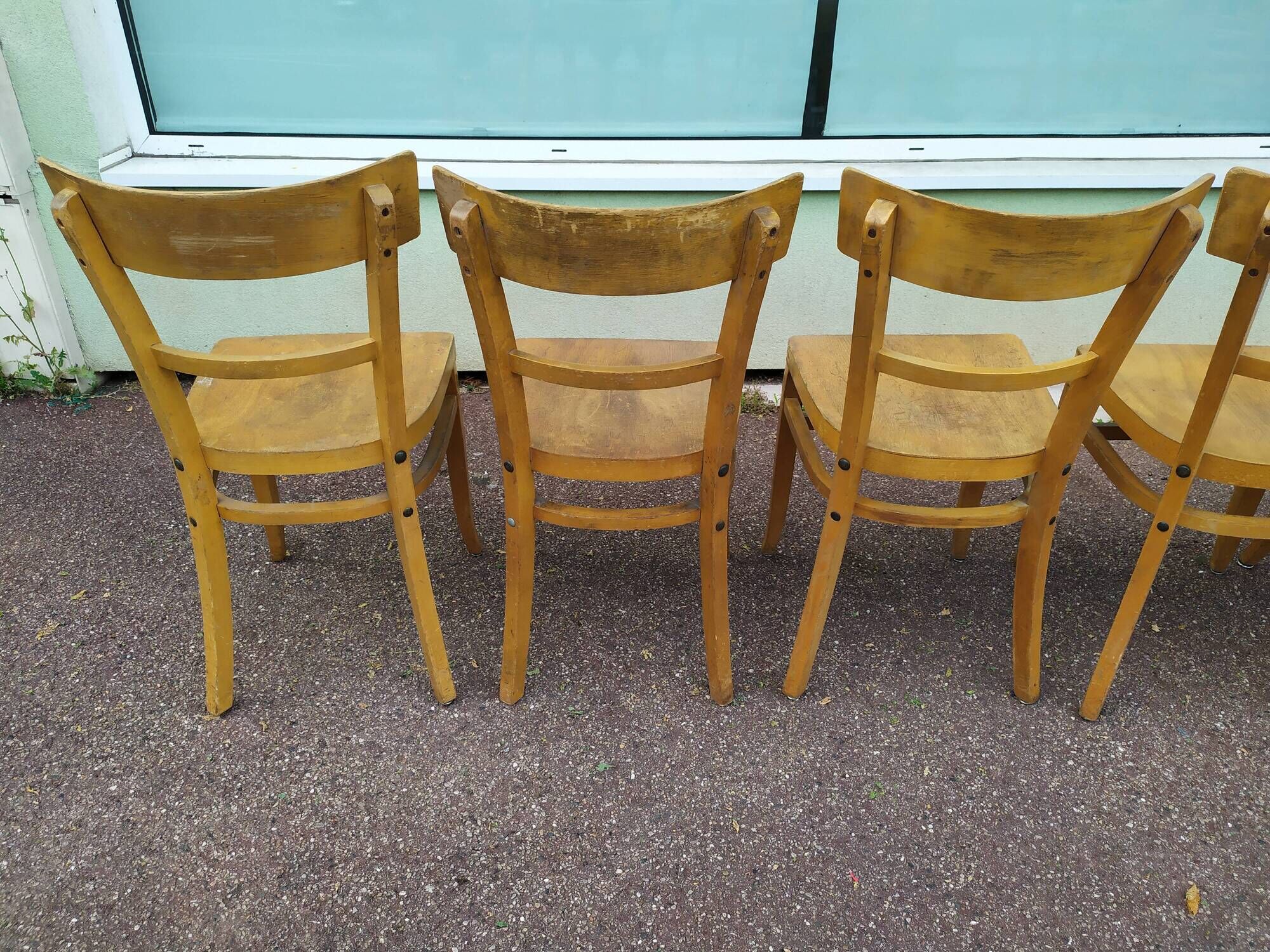 Lot de 12 chaises de bistrot bar bois vintage luterma