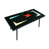 Rectangular coffee table tray vintage glass 60s