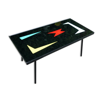 Rectangular coffee table tray vintage glass 60s