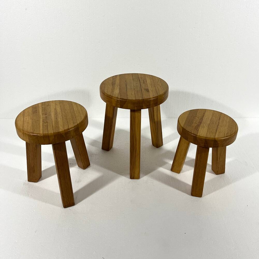 Brutalist blond oak side tables 1980’s