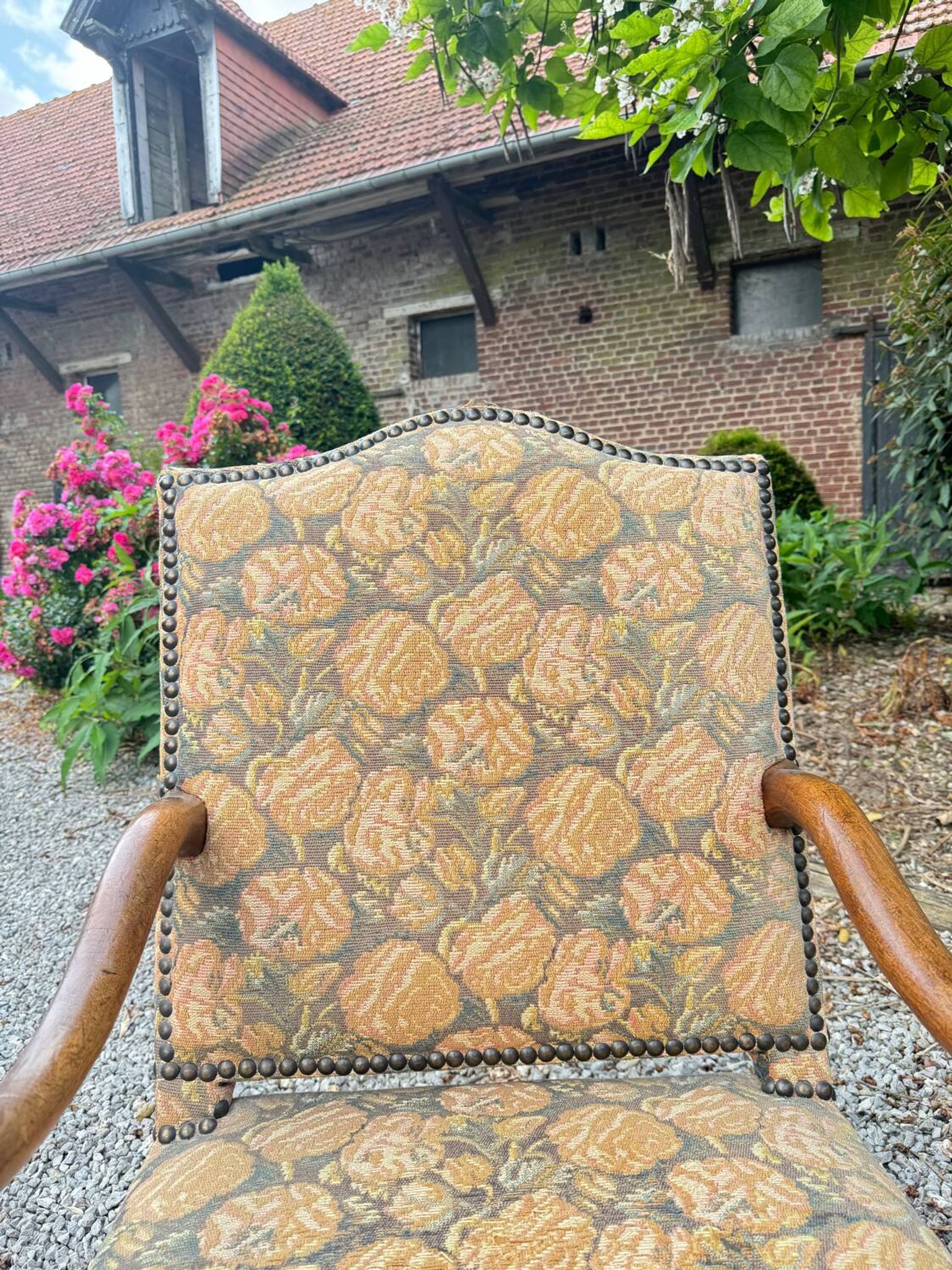Pair of louis xiv period walnut armchairs, 17th century