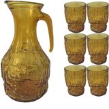 🍂 Set of vintage amber glass glasses and carafe 🍂
