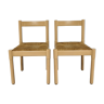 Pair of chairs Vico Magistretti model Carimate wood and straw bauche 1960's