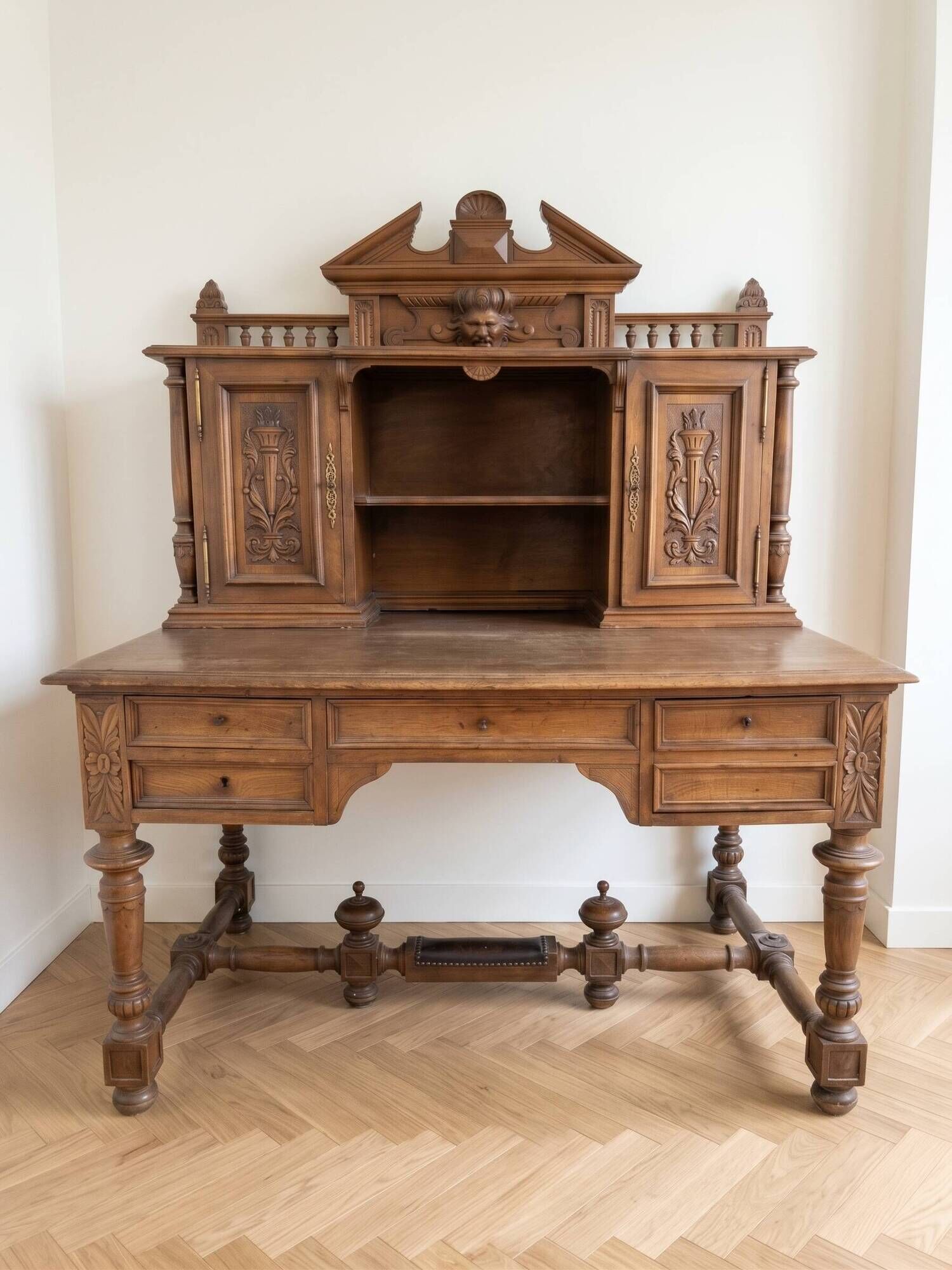 Antique tiered desk in solid oak
