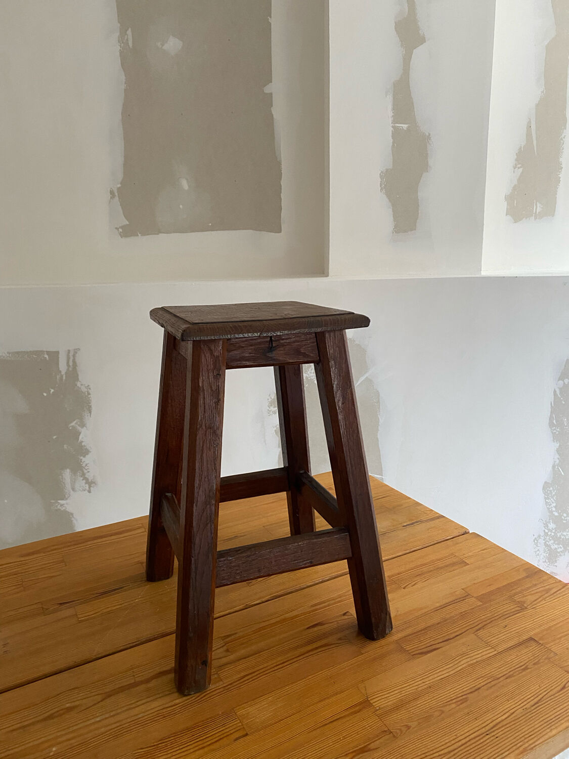 Vintage solid oak stool