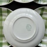 6 assiettes à dessert vintage faïence  Modèle Nappe vert - Moulin des Loups