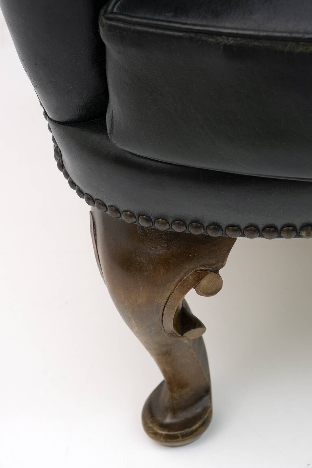 Georgian Style Rare Original Chesterfield Leather Armchair, 1950s