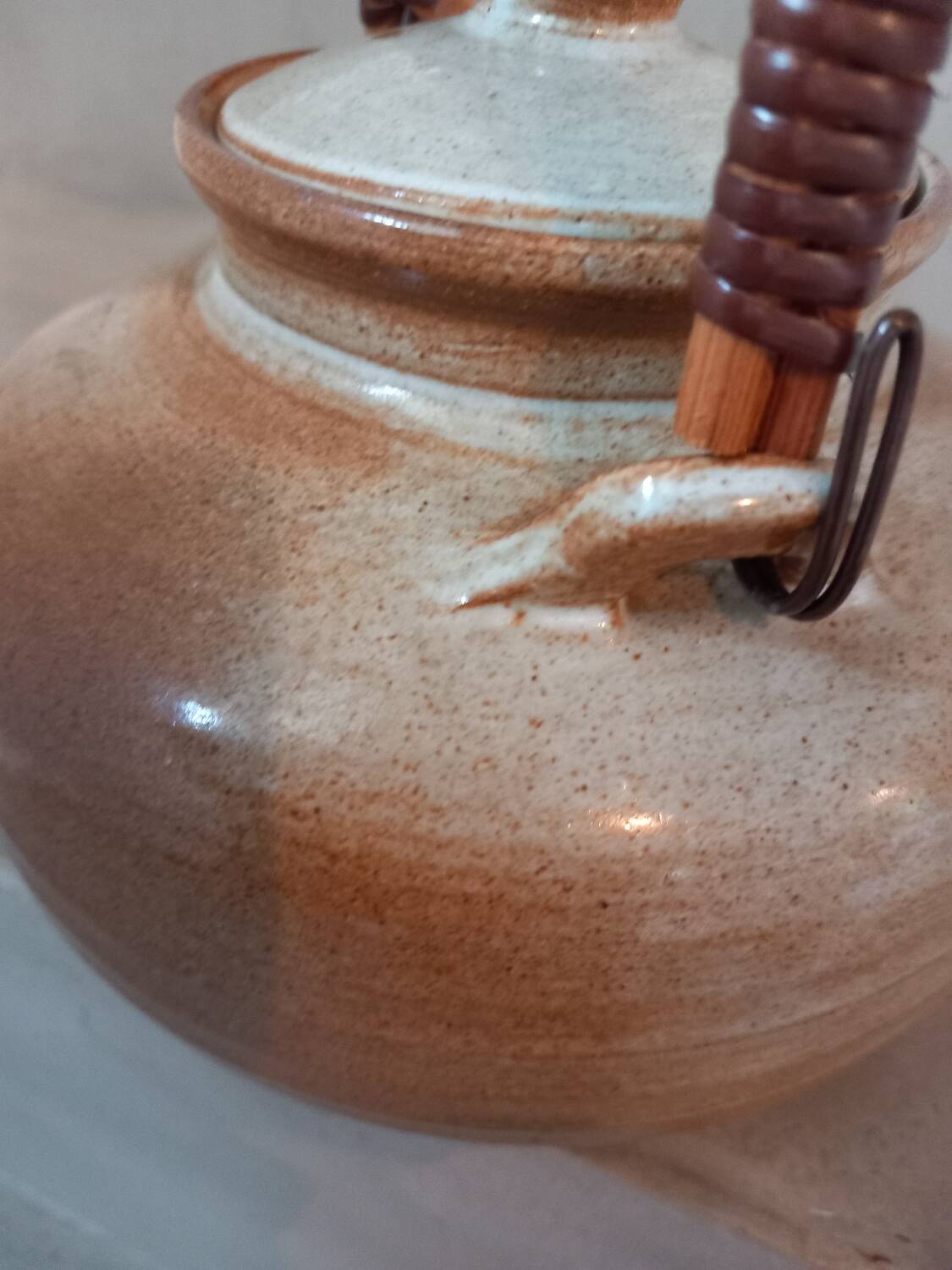 Glazed stoneware teapot