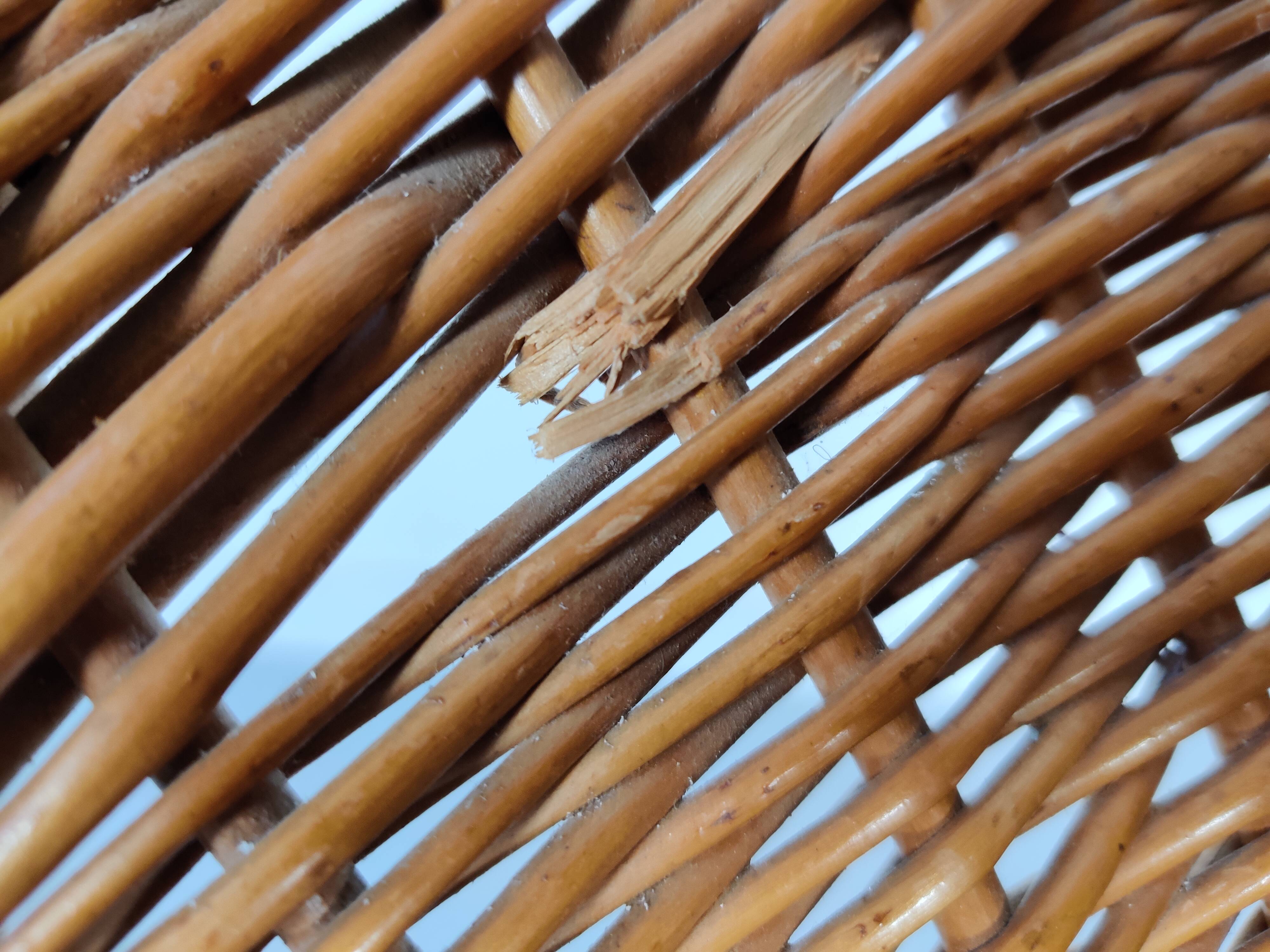 Vintage wicker and metal basket armchair, 60s/70s