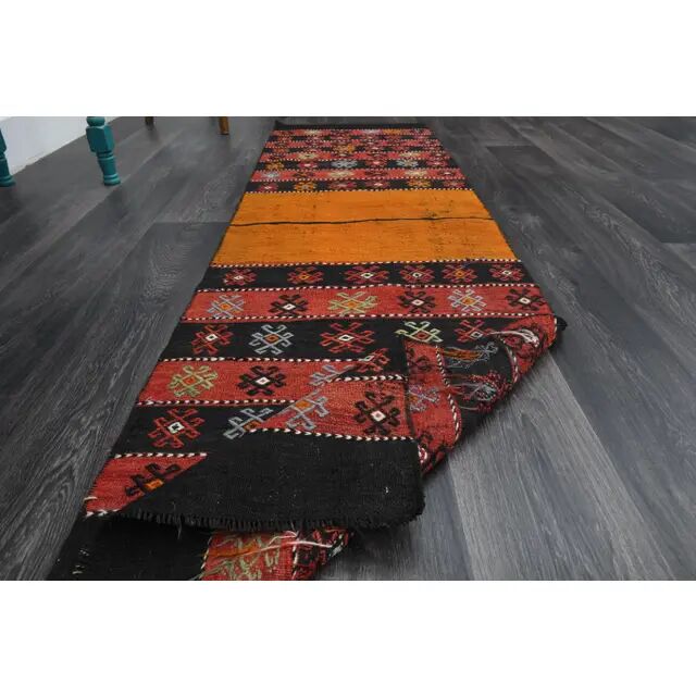 1970s Turkish Oushak Handmade Wool Cotton Red Runner Rug 65x229