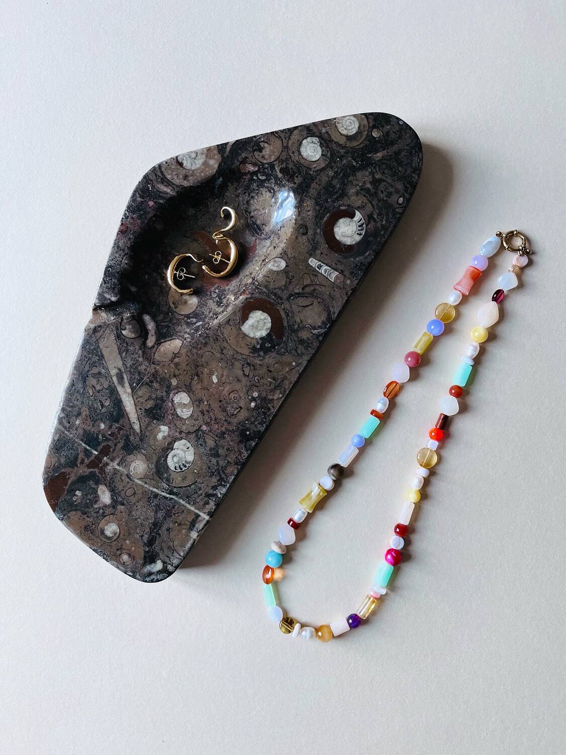 Vintage fossilised marble catchall