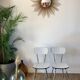 Duo of white formica chairs marble effect 70s
