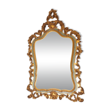 Baroque gilded Louis XV style beveled mirror with " Brevete" label, 1950s