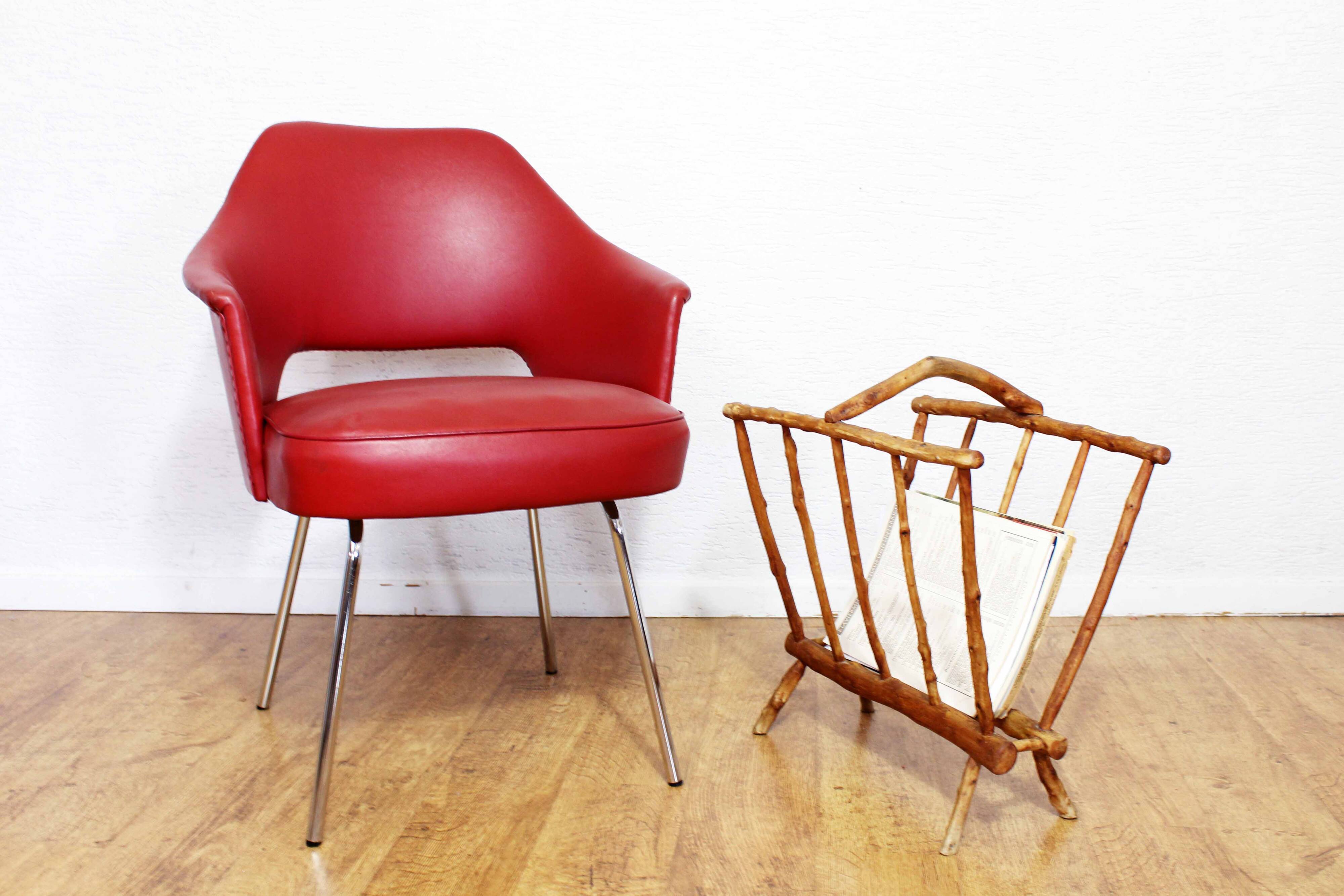 Brutalist wooden magazine rack 1950