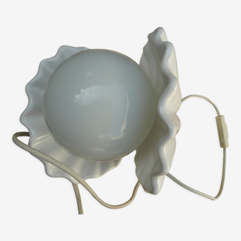 Ceramic and opaline shell lamp France 1970