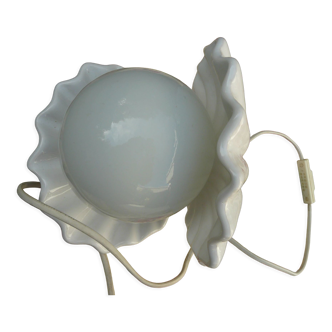 Ceramic and opaline shell lamp France 1970