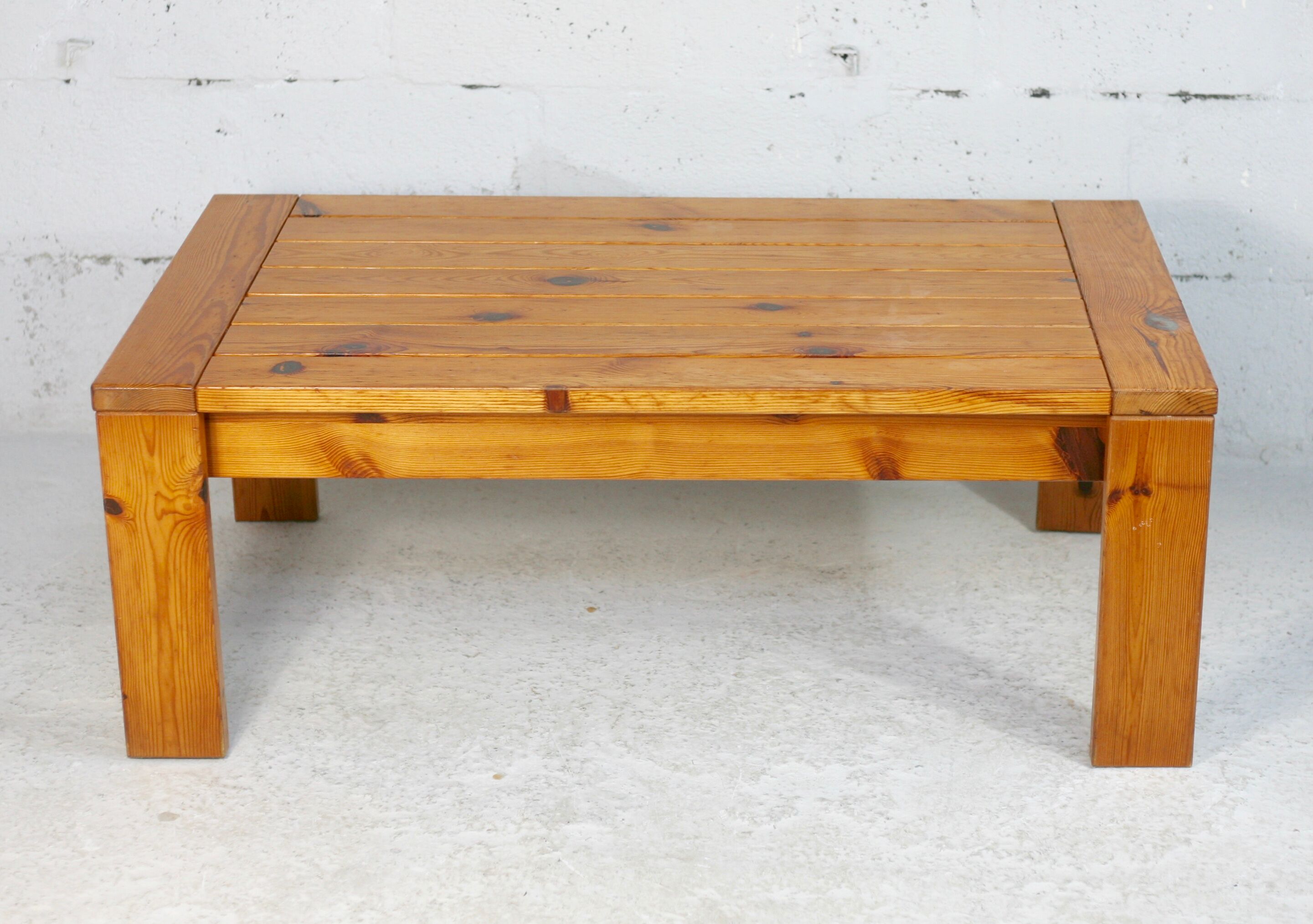 Pine coffee table. France, circa 1970