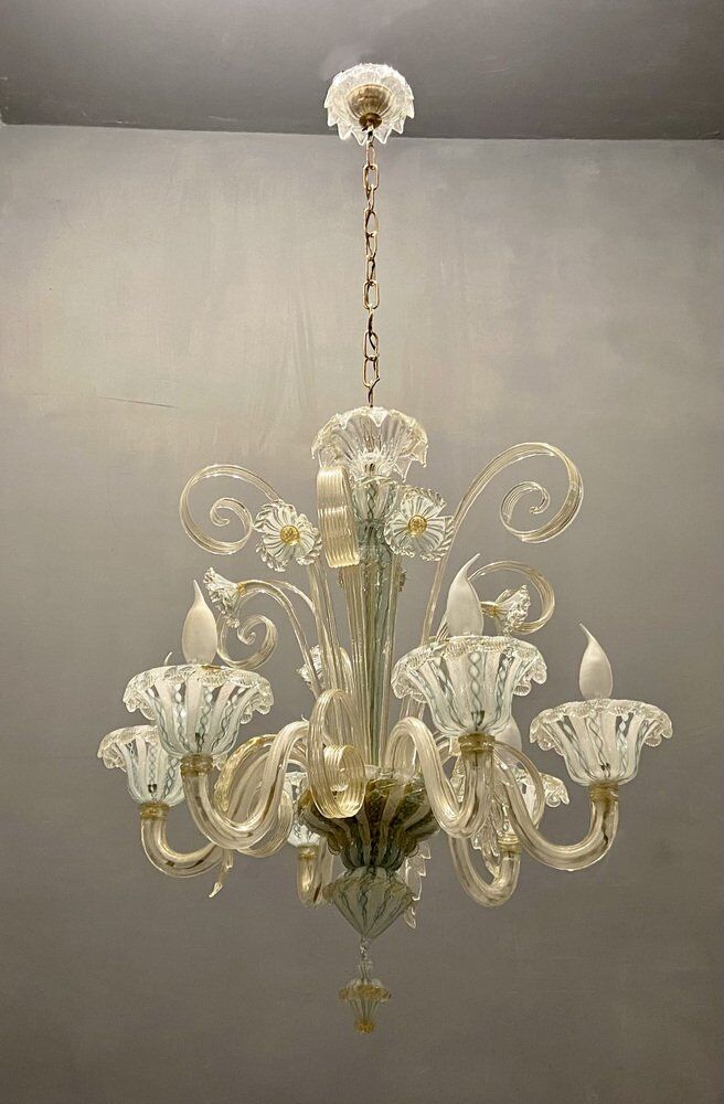 Venetian Murano Art Glass Chandelier from Venini