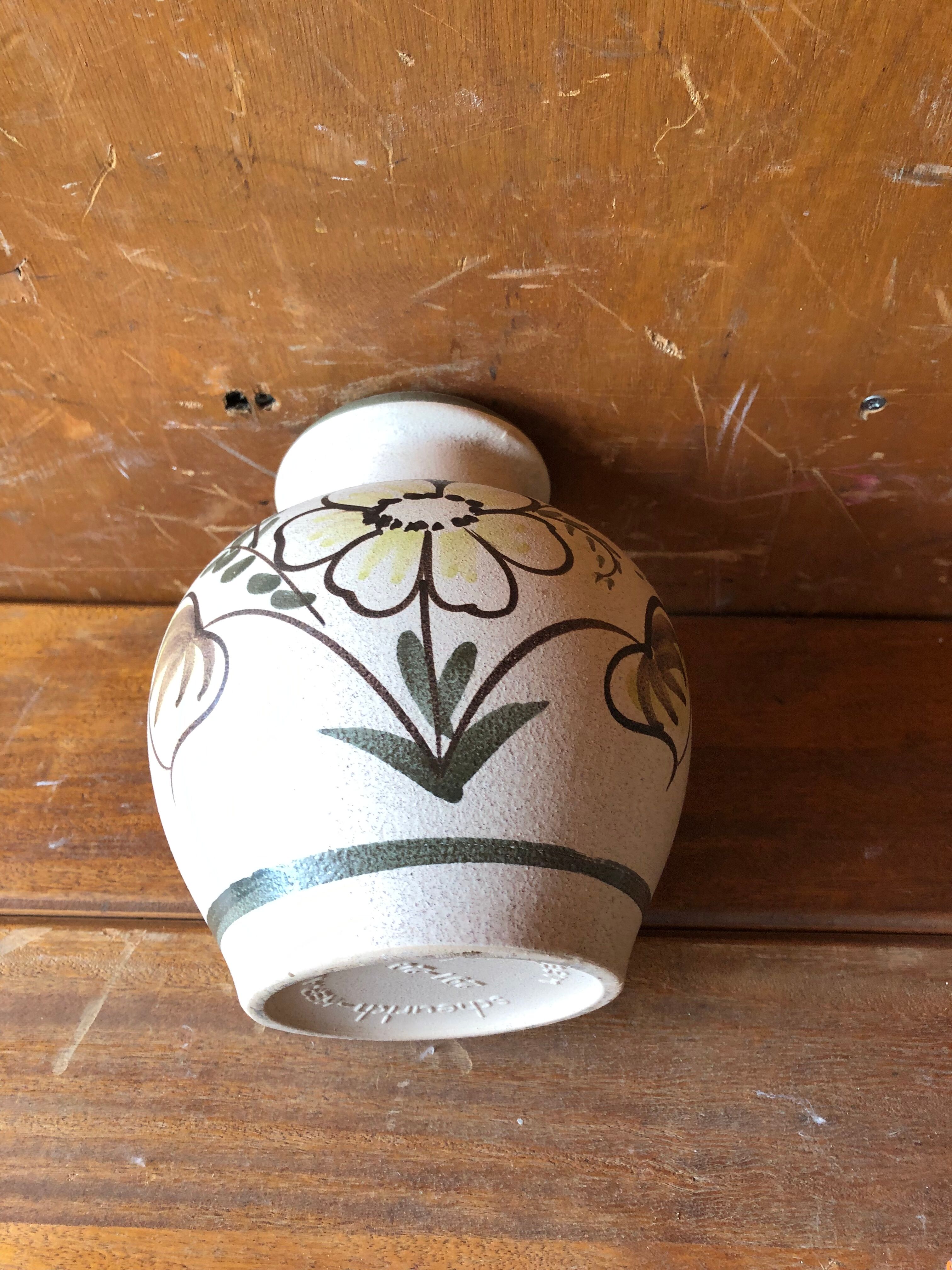 Old ceramic vase Scheurich Keramik beige vintage germany flower decor