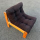 Vintage velvet and pine armchair 1970