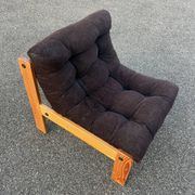 Vintage velvet and pine armchair 1970