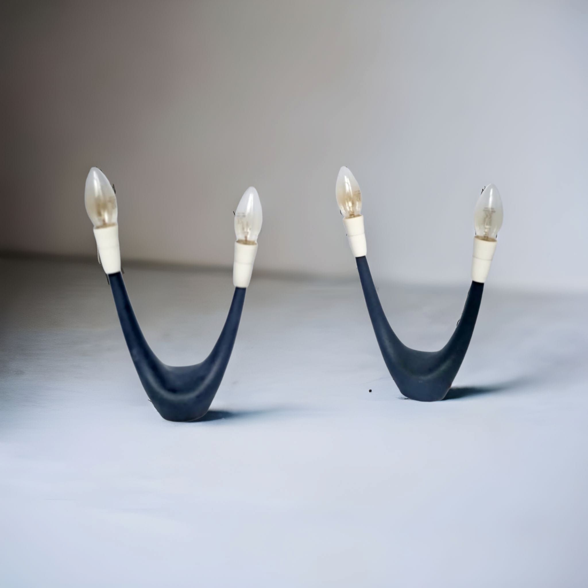 U-shaped mid-century atomic table lamps, 1950s, set of 2