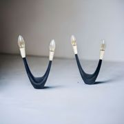 U-shaped mid-century atomic table lamps, 1950s, set of 2