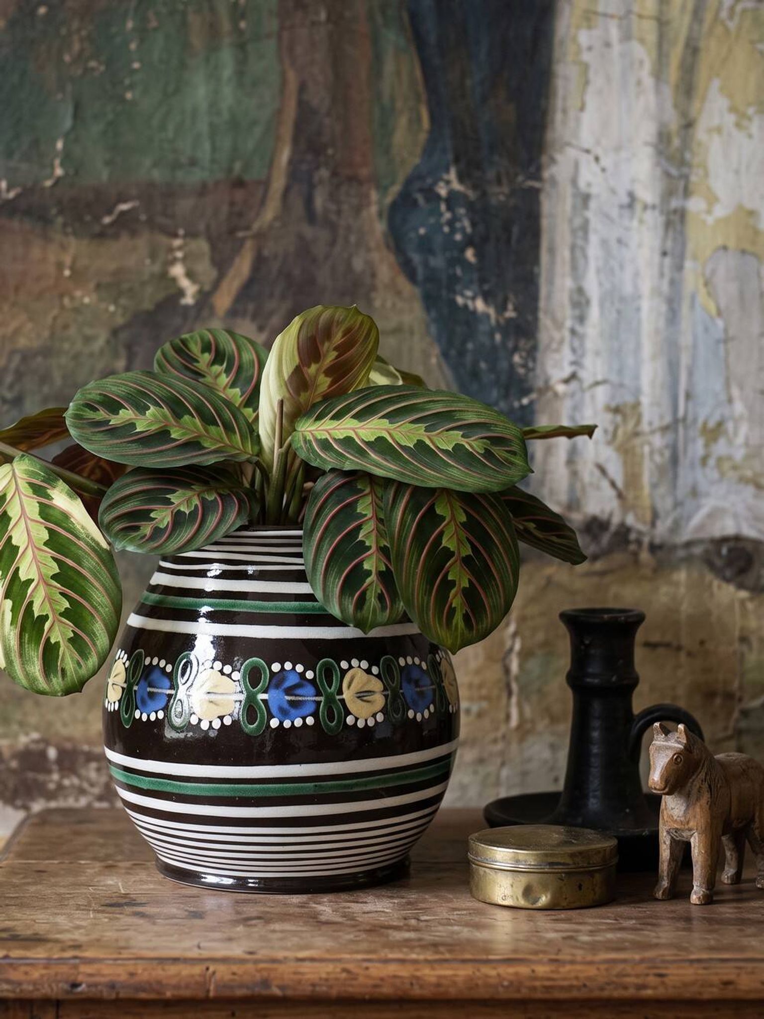 Small antique Slovak vase from Pozdišov in glazed terracotta, 1920s-1930s.