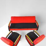 Vintage Rockabilly living room set, sofa bed and armchairs.