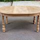 Extendable round farmhouse dining table renovated in raw oak 160cm 20th century