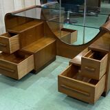 English art deco hairdresser in oak and walnut