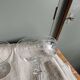 2 antique champagne glasses, engraved Empire frieze - Period 1900