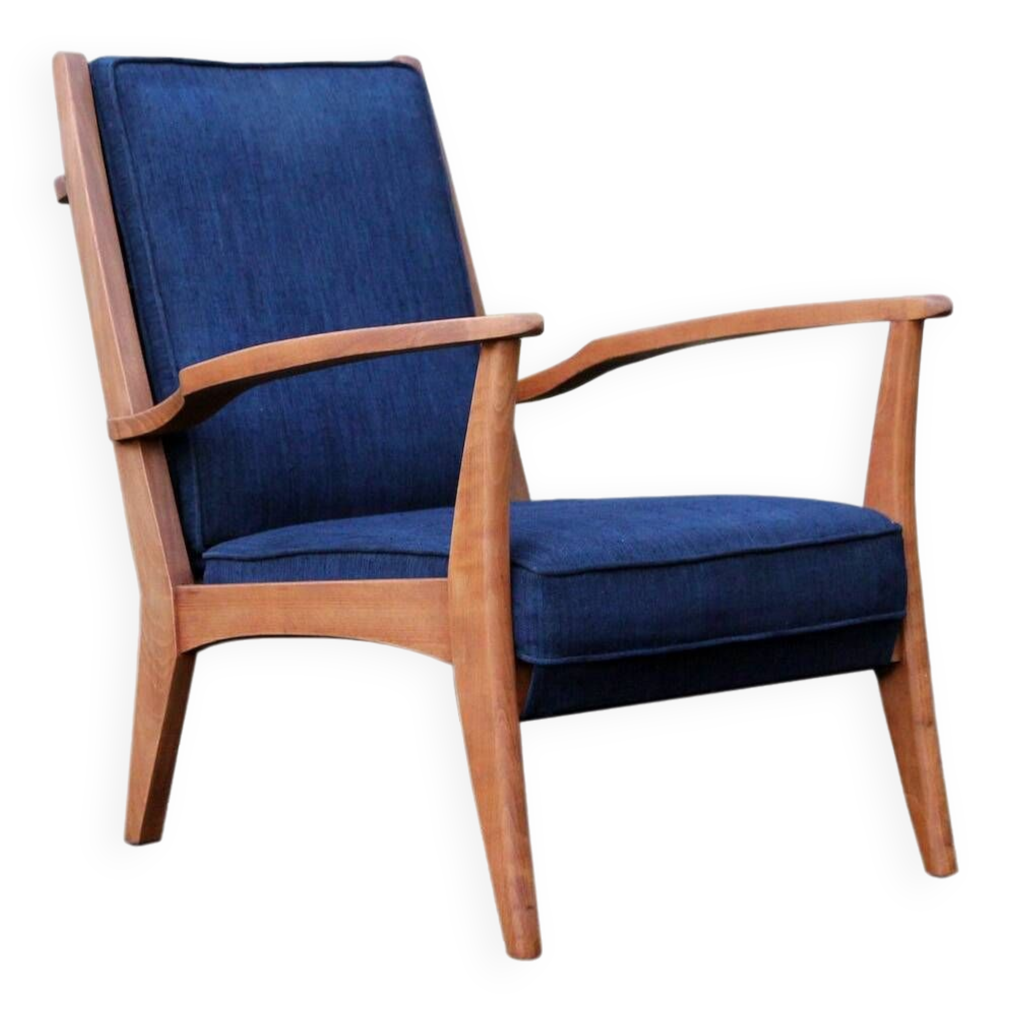 Blue armchair with Scandinavian lines, 50s/60s
