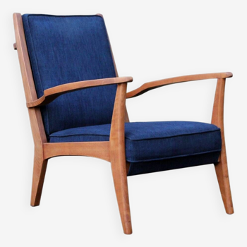 Blue armchair with Scandinavian lines, 50s/60s