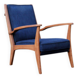 Blue armchair with Scandinavian lines, 50s/60s