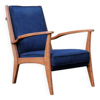 Blue armchair with Scandinavian lines, 50s/60s