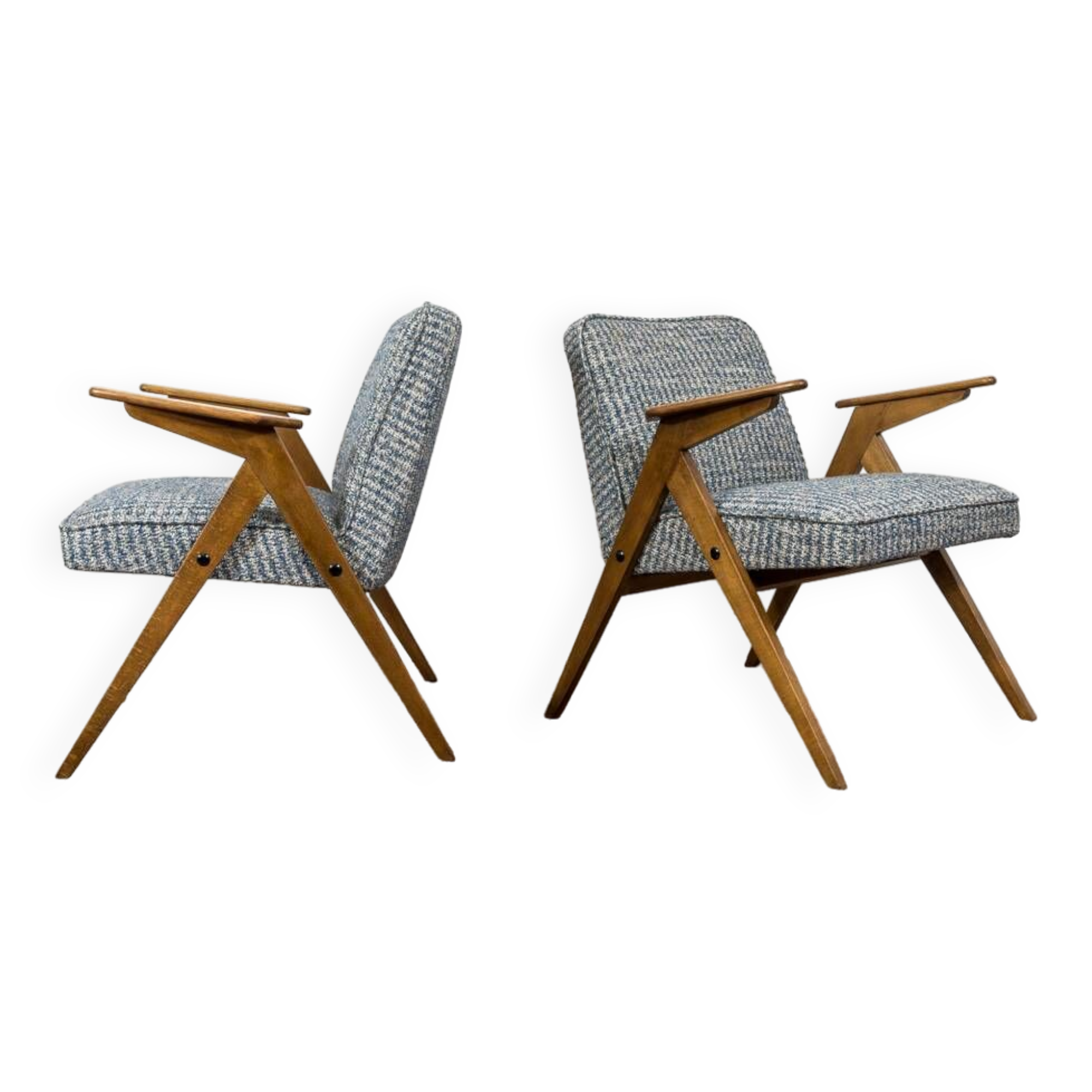 Customizable Pair Of Restored Mid Century "Bunny" Armchairs, 1970's