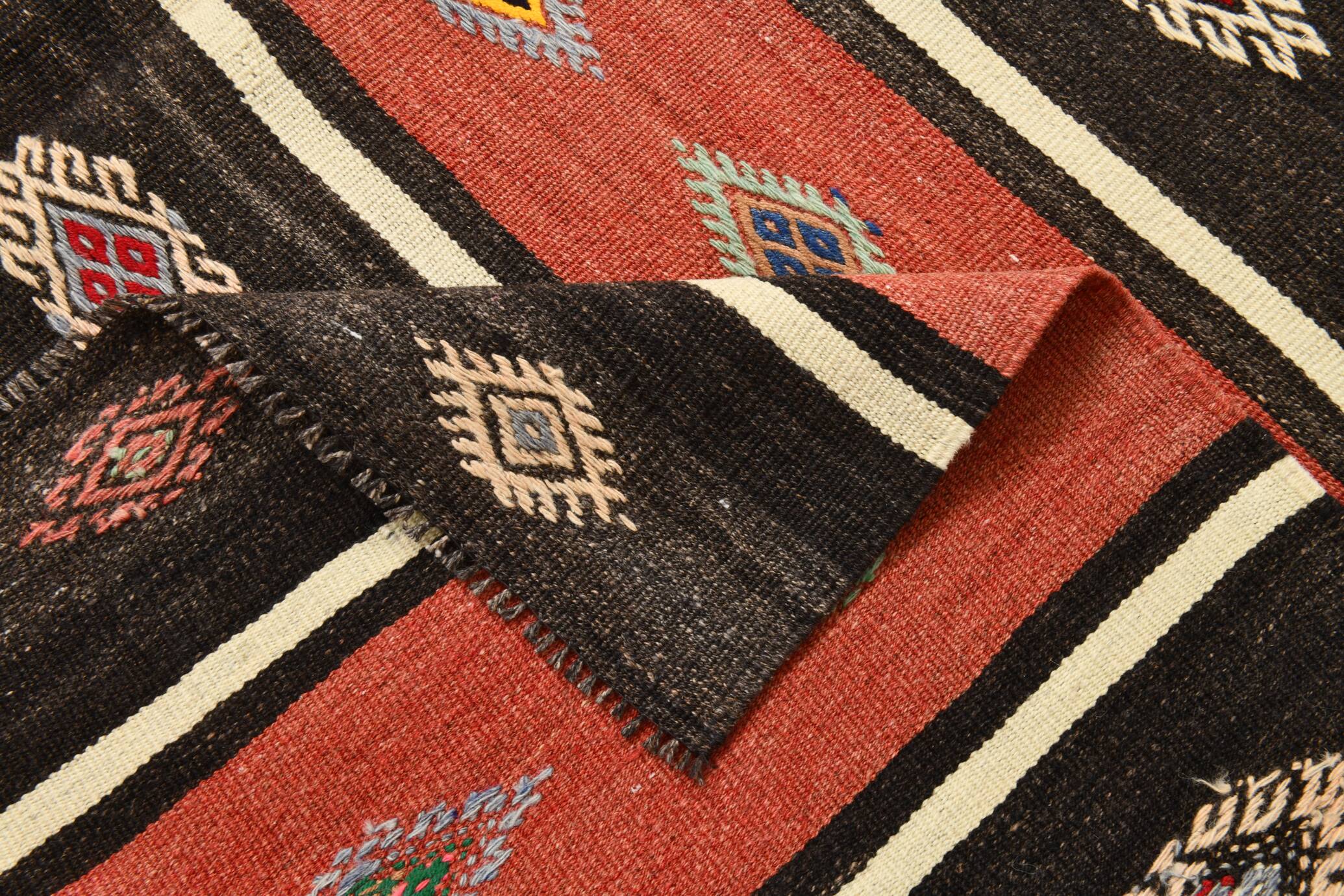 6x9 Red Cream Handmade Wool Vintage Rug, 178x274Cm