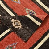 6x9 Red Cream Handmade Wool Vintage Rug, 178x274Cm