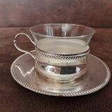 Set of 2 metal cups and saucers