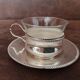 Set of 2 metal cups and saucers
