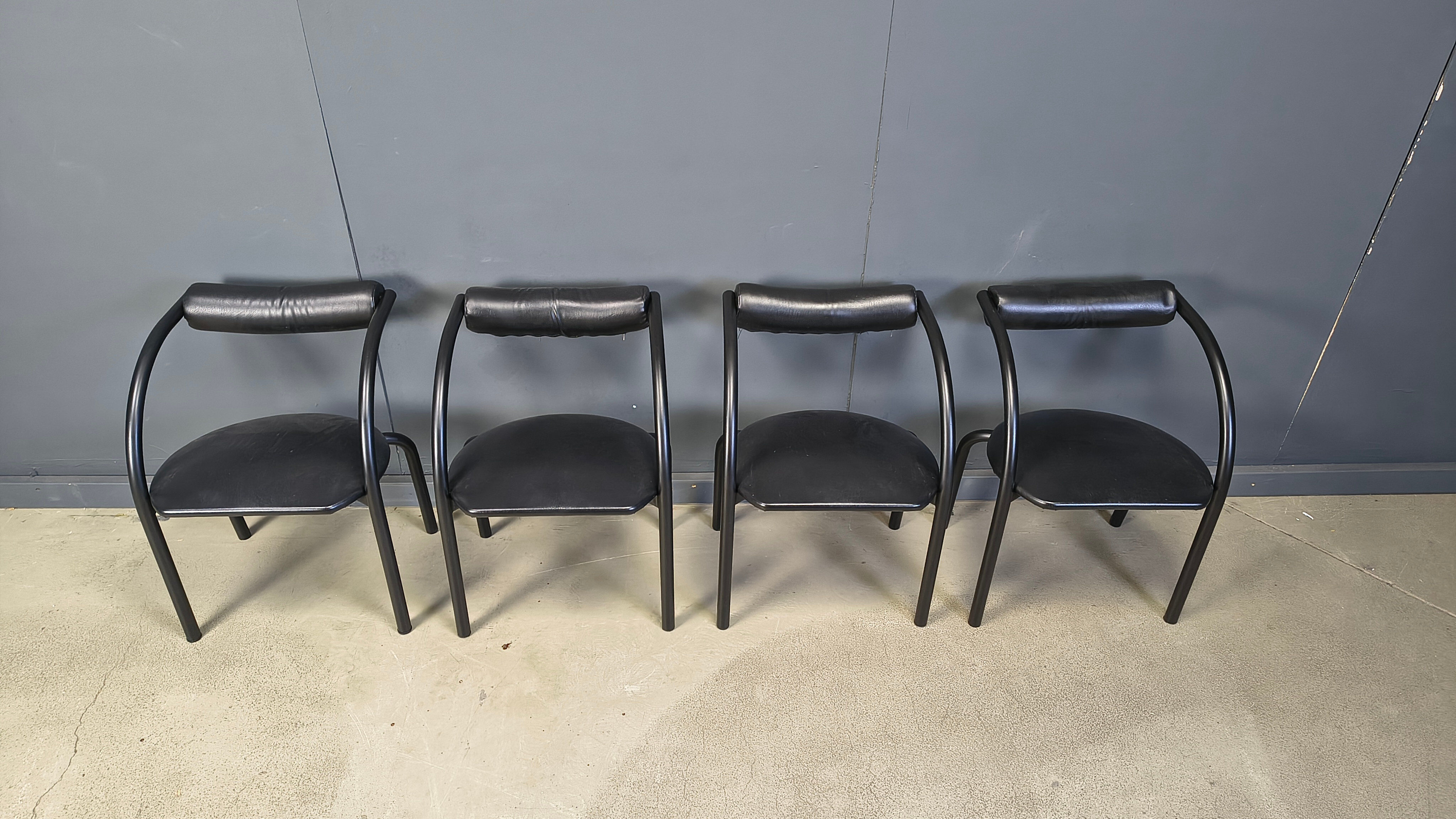 Postmodern dining chairs, 1980s, set of 4