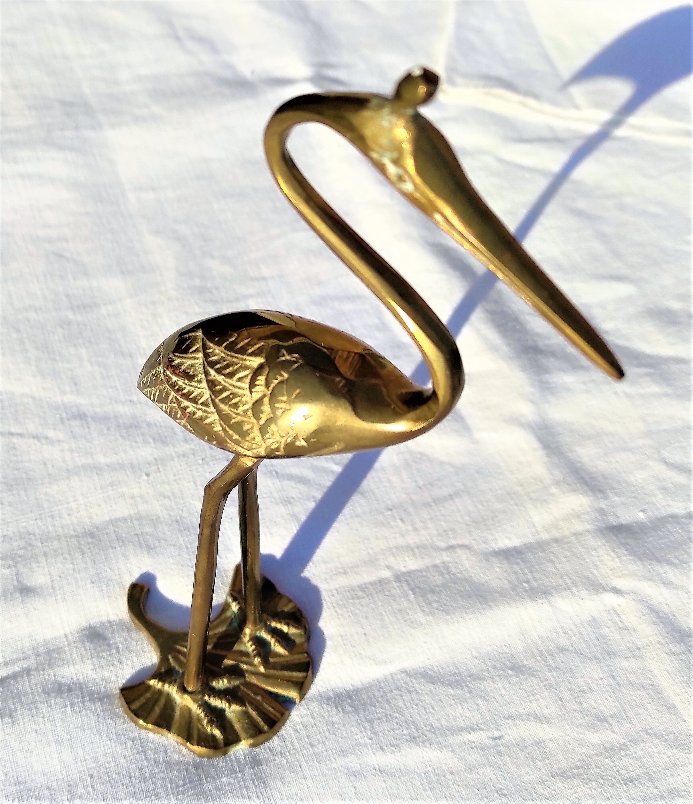 Heron or brass wading bird around the 1960s/1970s