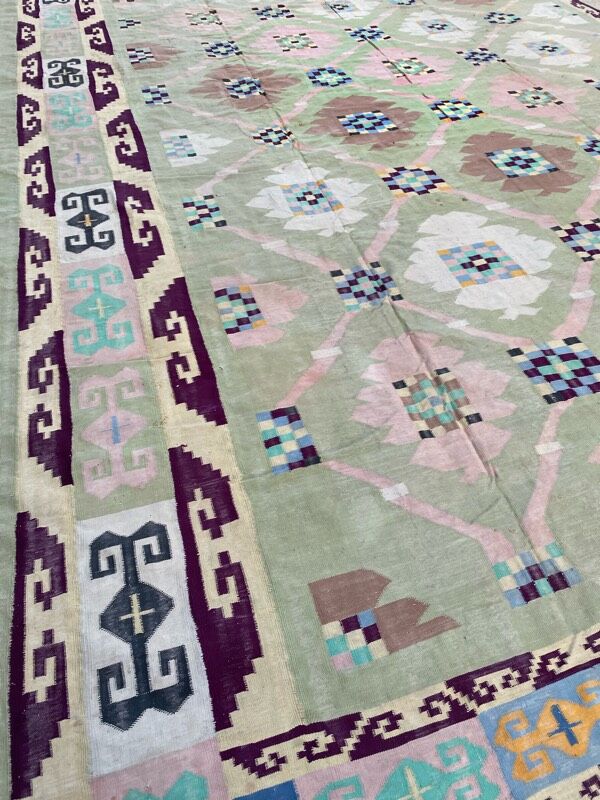 Large flat carpet Durhi India 317x482 cm