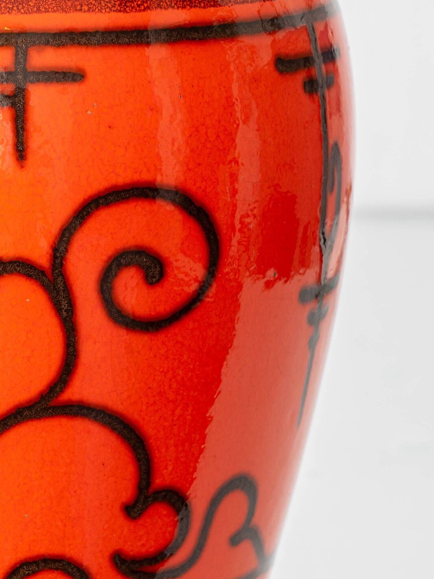 Dutch Orange Gouda Ceramic Table Lamp 'Tokio', 1970s, New Black Linen Shade